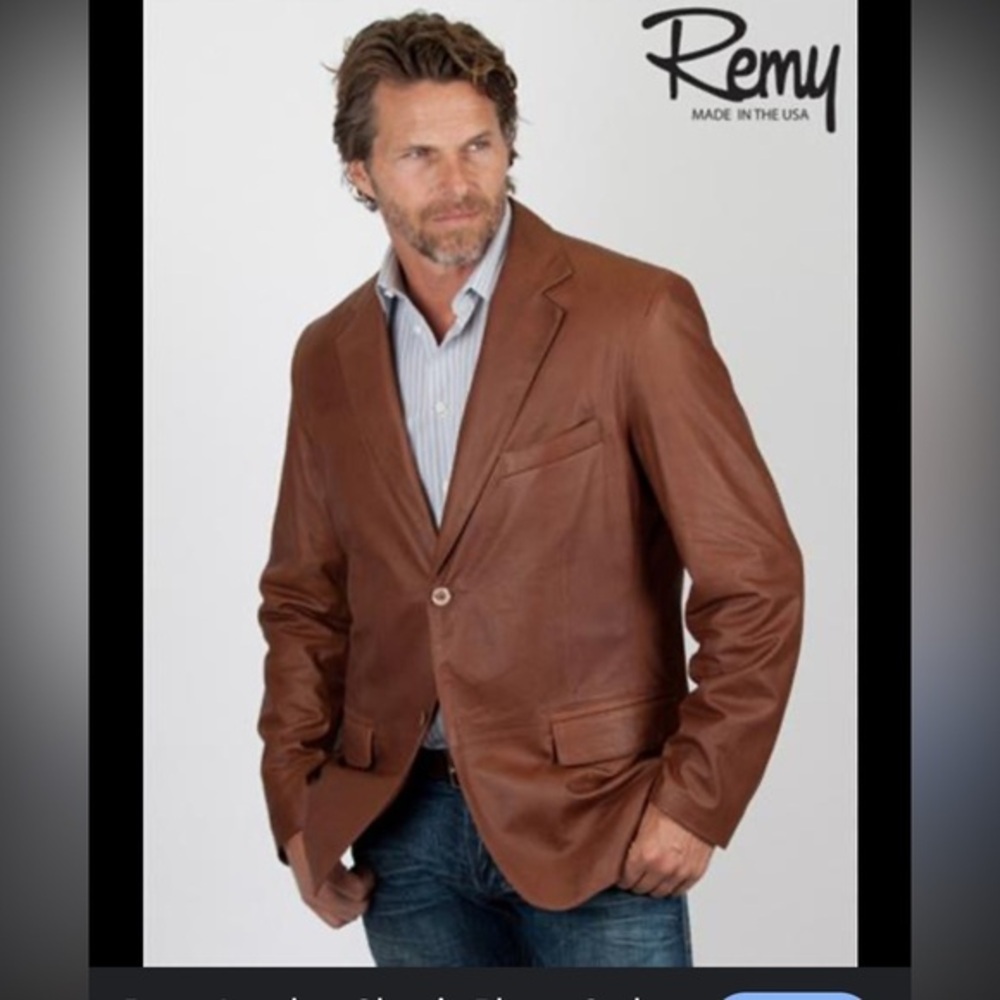Remy Leather Brown Men's Leather Sport Coat Blazer